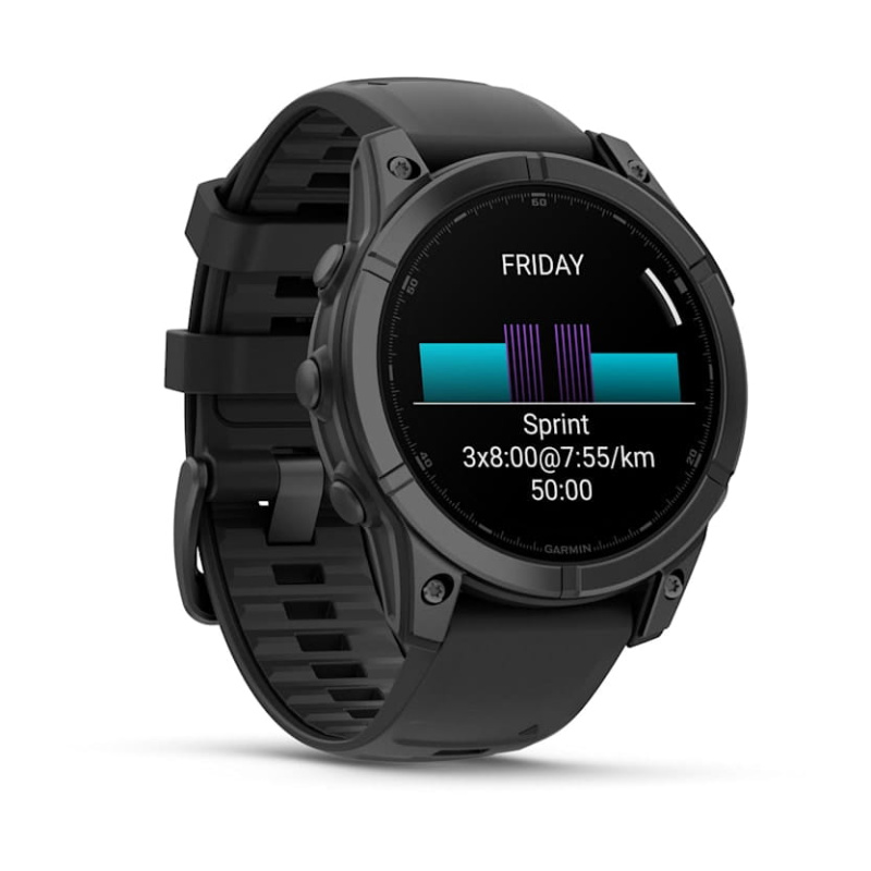 Garmin Fenix E - 47 мм AMOLED | Slate grey steel with Black silicone band