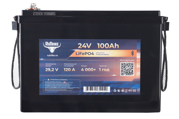 Аккумуляторная батарея литиевая Rutrike LiFePO4 (24V/100Ah/120A BT) 26501 от прозводителя Rutrike
