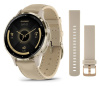 Garmin Venu 3s - 41 мм | Soft gold stainless steel bezel with French grey case and leather band