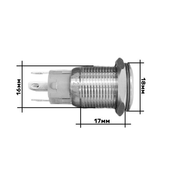 Переключатель кнопочный с фиксацией вкл/выкл зеленая подсветка 12В NEKEKE DSS-G от прозводителя NEKEKE