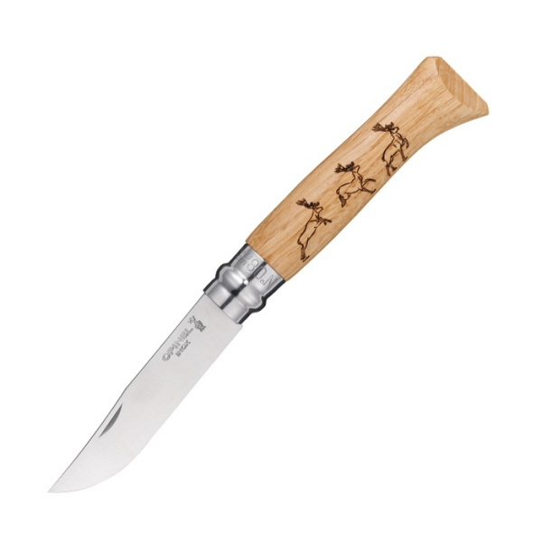 Нож Opinel №8 Animalia, нержавеющая сталь, рукоять дуб, гравировка олени, 001620 001620 от прозводителя Opinel