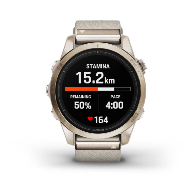 Garmin Epix Pro (Gen 2) - 42 мм SAPPHIRE | Soft Gold with Cream Heathered Nylon Band